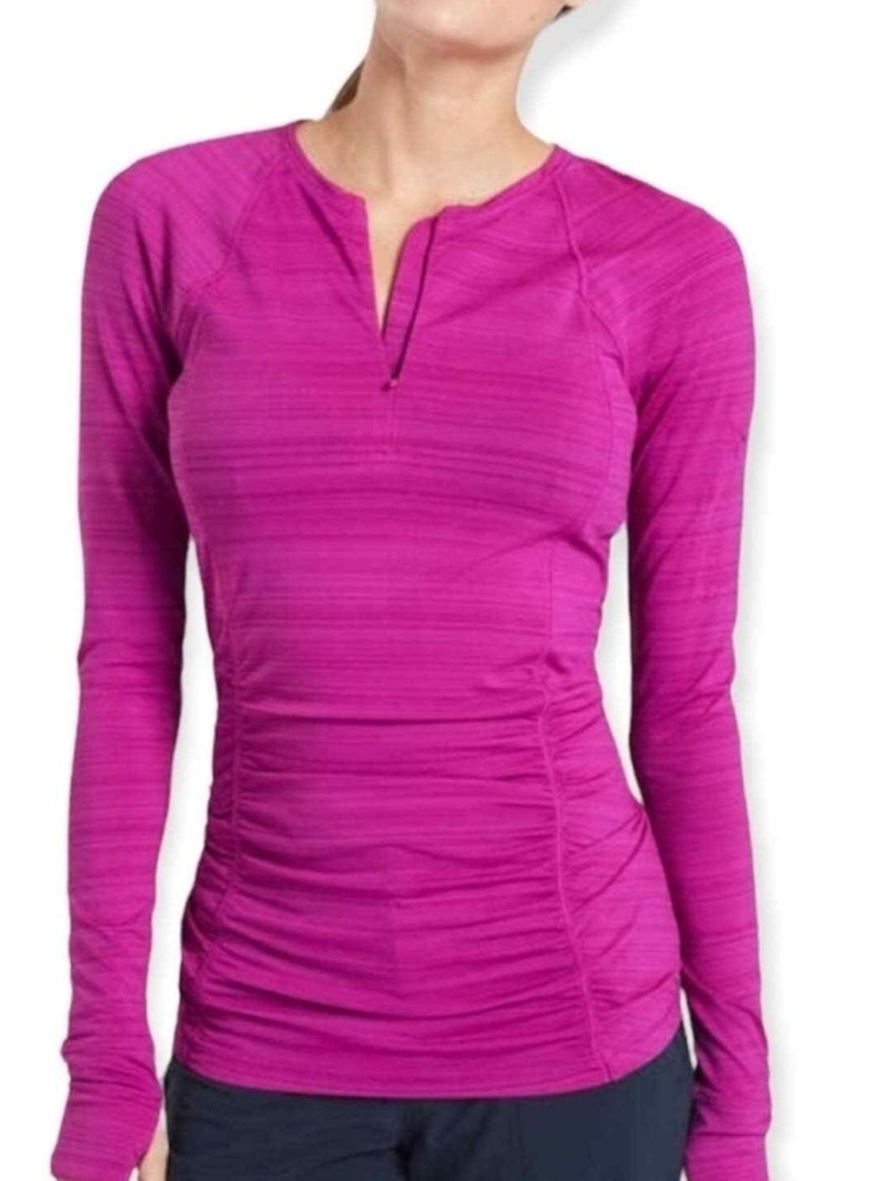 Athleta Pacifica Women’s Long Sleeve Top XS Thumb holes Pocket 1/4 Zip